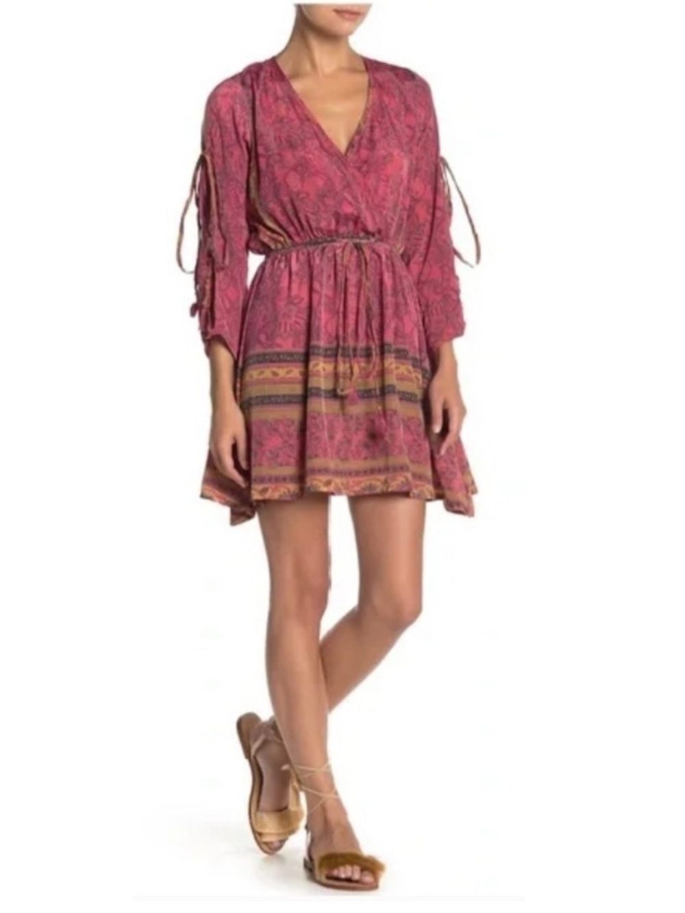Raga Anthropologie Slit Sleeve Boho Mini Dress